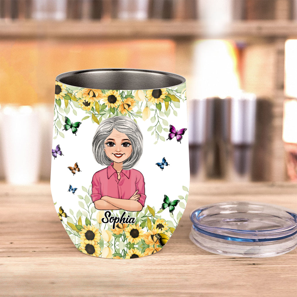 Wir werden dich vermissen – personalisierter Weinbecher für Rentner