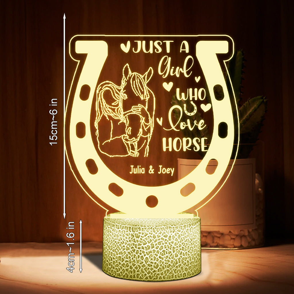 Just A Girl Who Loves Horse - Personalized Horse Shaped Plaque Light Base