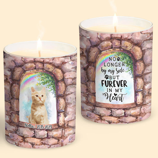 No Longer By My Side - Personalized Dog Candle With Wooden Lid