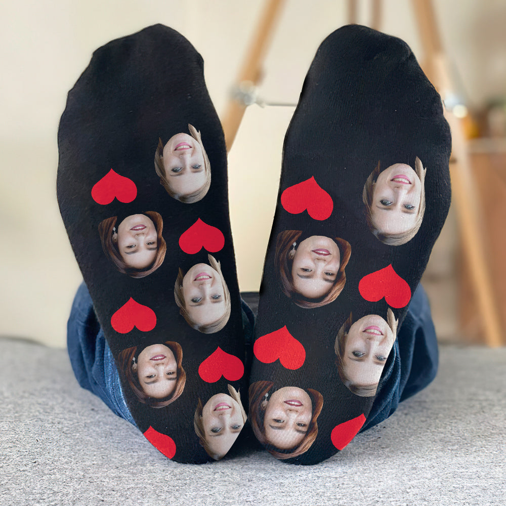 Custom Face Heart Pattern - Personalized Bestie Socks