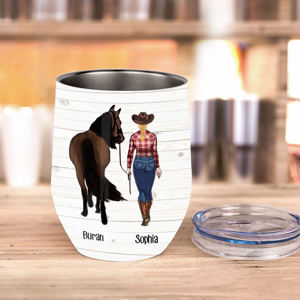 Just A Girl Who Loves Horses - Personalized Horse Wine Tumbler