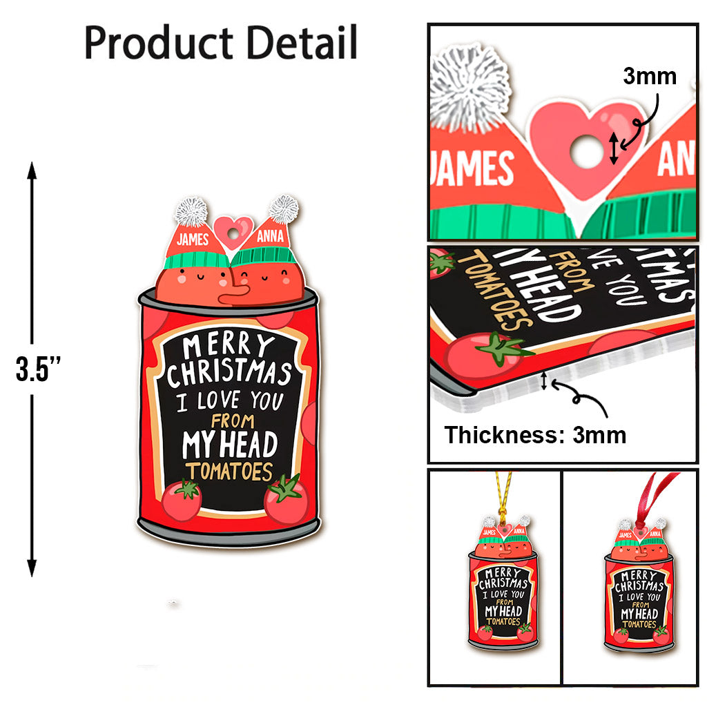 I Love You From My Head Tomatoes - Personalized Couple Ornament