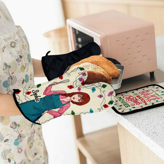 I Just Want To Bake And Watch Christmas Movies - Personalized Baking Oven Mitts & Pot Holder Set