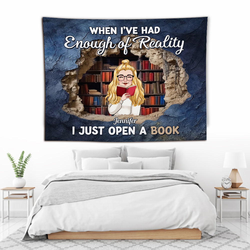 I Just Open My Book - Book gift for mom, daughter, girlfriend, wife - Personalized Wall Tapestry