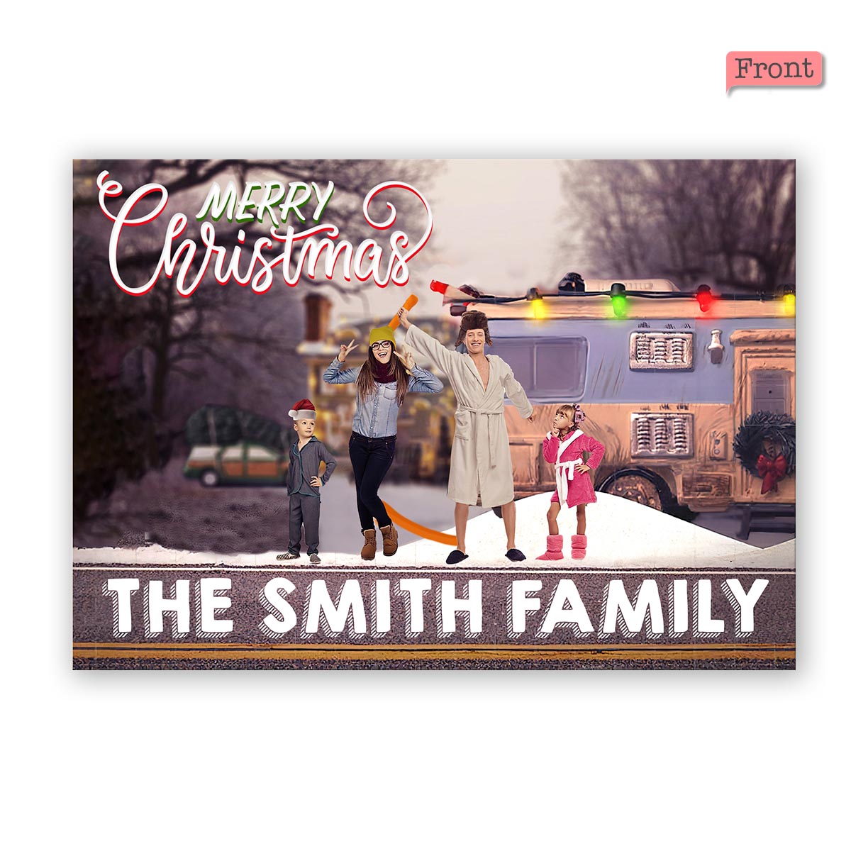 Merry Christmas Photo Custom - Personalized QR Greeting Card