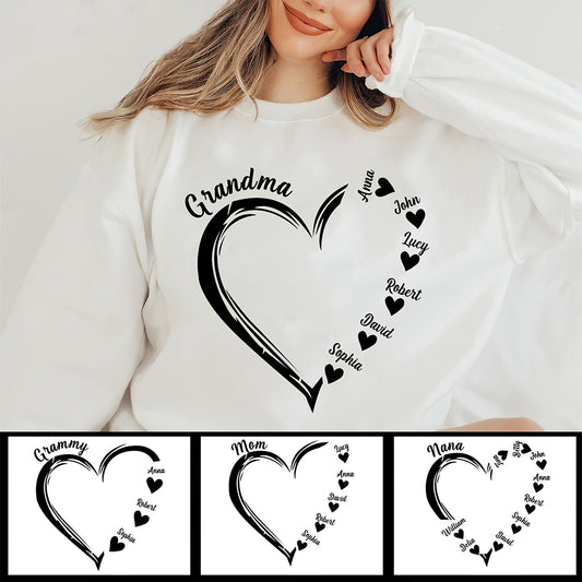 Grandma Heart - Personalized Grandma T-shirt And Hoodie