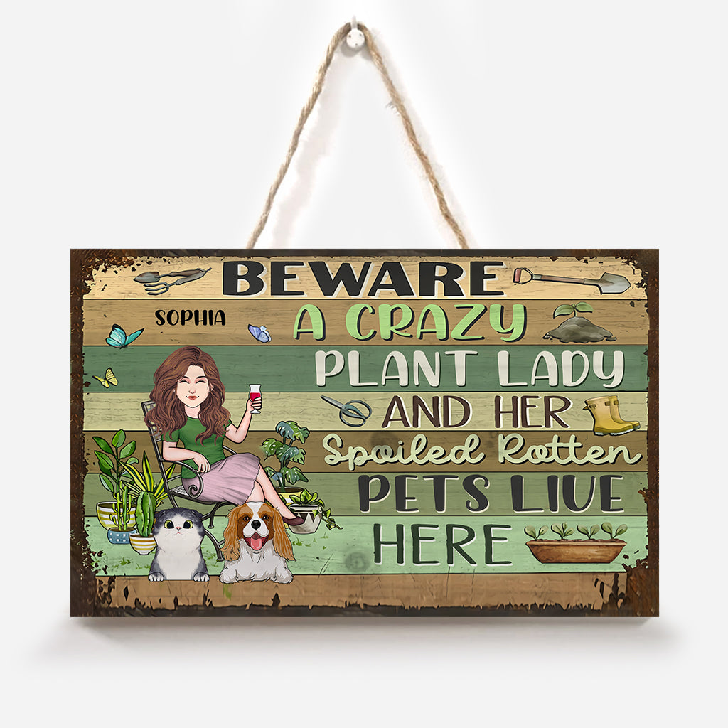 Crazy Plant Lady - Personalized Gardening Rectangle Wood Sign