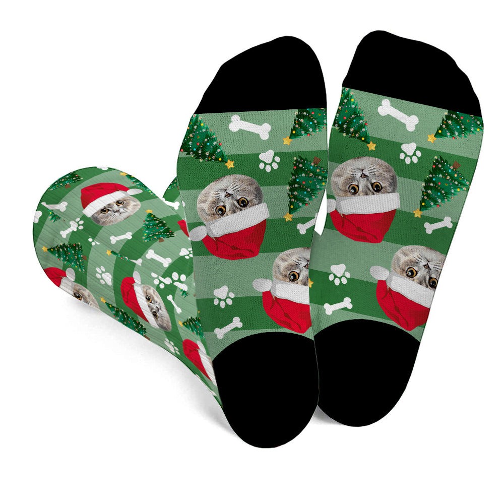 Custom Christmas Photo Socks - Gift for dog lovers, anyone, cat lover, dog lover - Personalized Socks