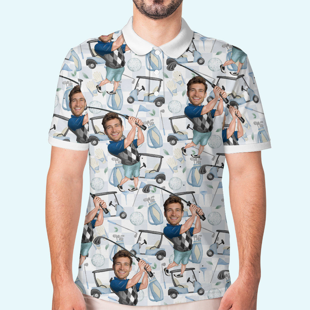 Photo Inserted Funny Golfer - Personalized Golf Polo Shirt