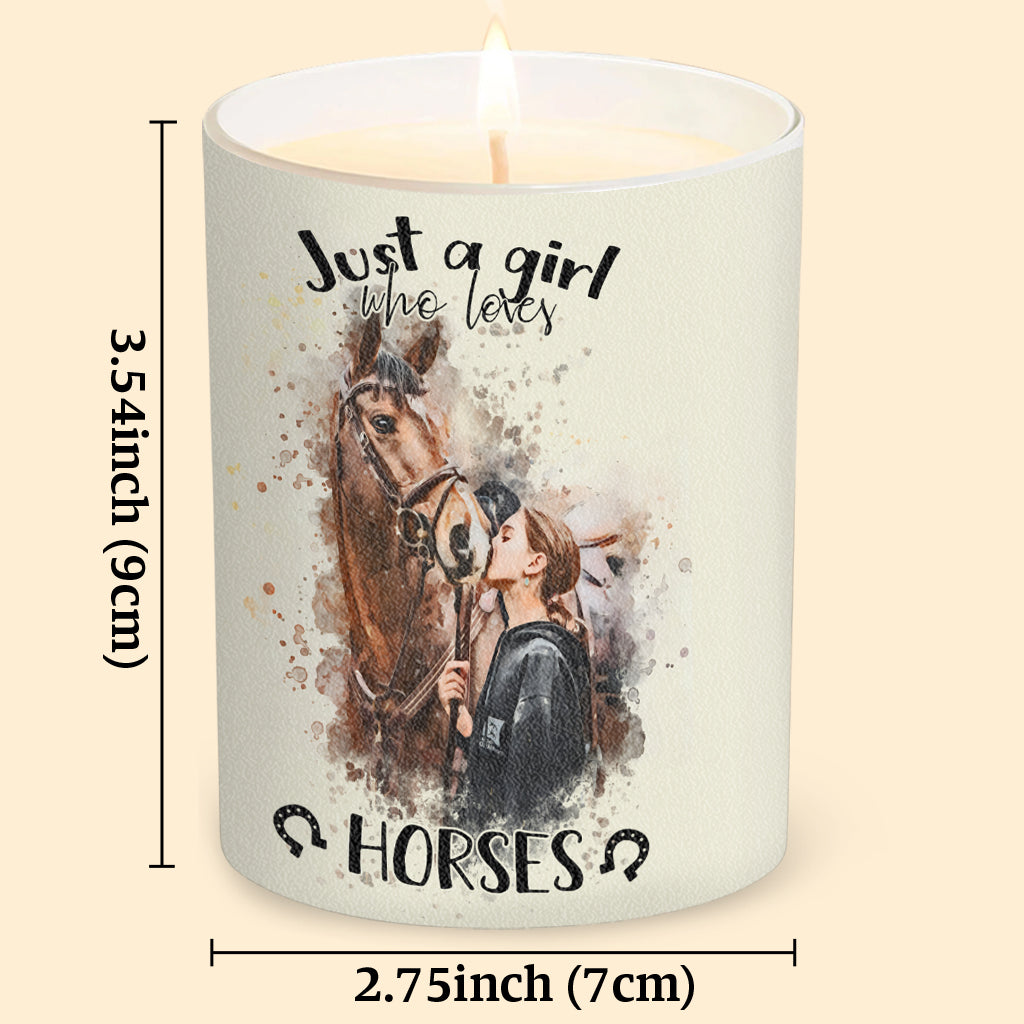 Just A Girl Who Loves Horses - Personalized Horse Candle With Wooden Lid