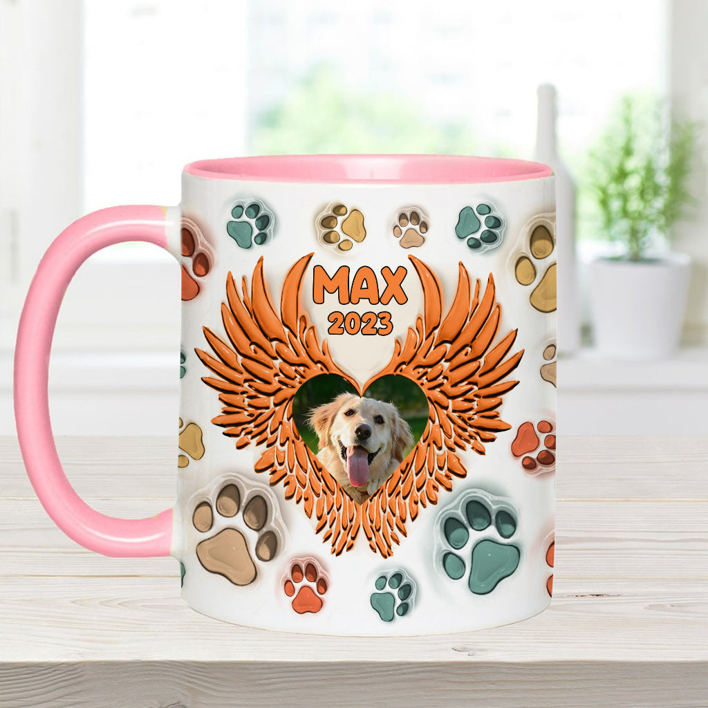 You Left Paw Prints On Our Hearts Angel Wings - Gift for dog lovers, who lost dog, who lost cat - Personalized Accent Mug
