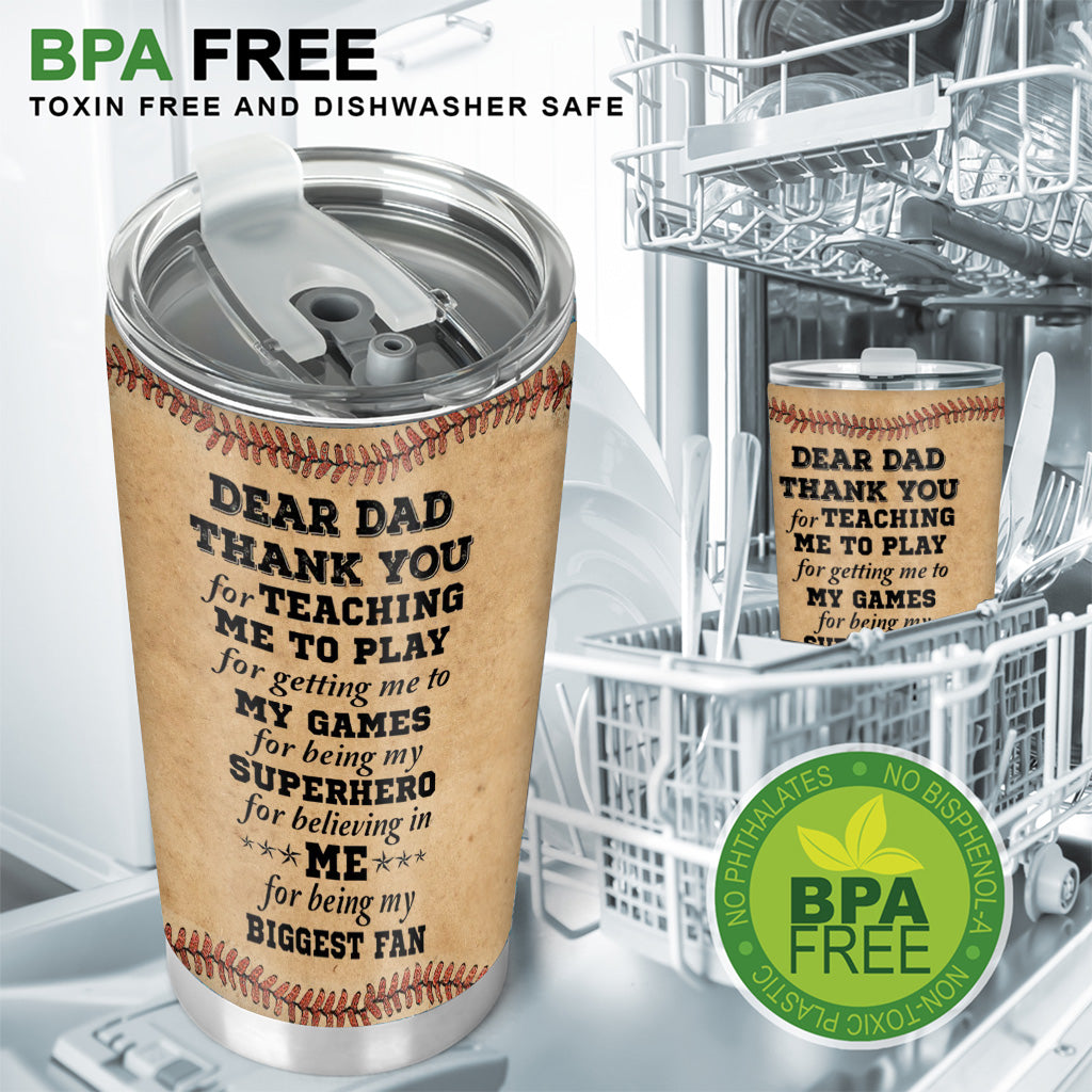 Thank You Dad My Biggest Fan - Personalized Baseball Tumbler