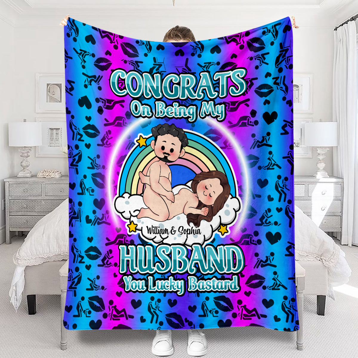 Congrats On Being My Husband - Personalized Husband And Wife Blanket