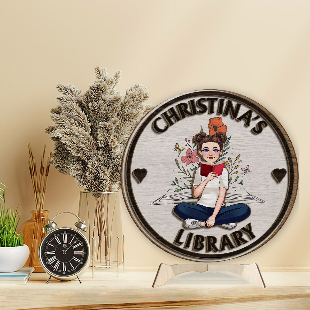 My Library - Personalized Book 2 Layered Wood Sign / Wood Plaque