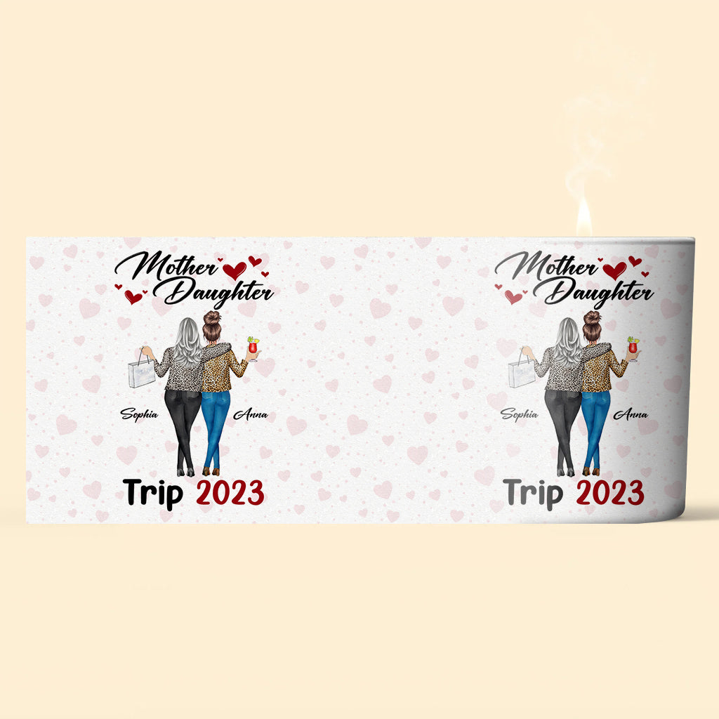 Mother Daughter Trip - Personalized Mother Candle With Wooden Lid