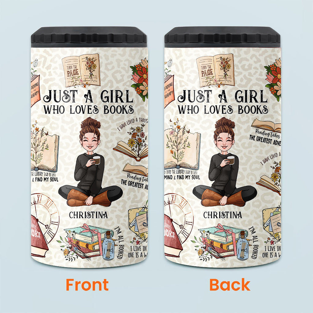 Just A Girl Who Loves Books - Personalized Book Can Cooler