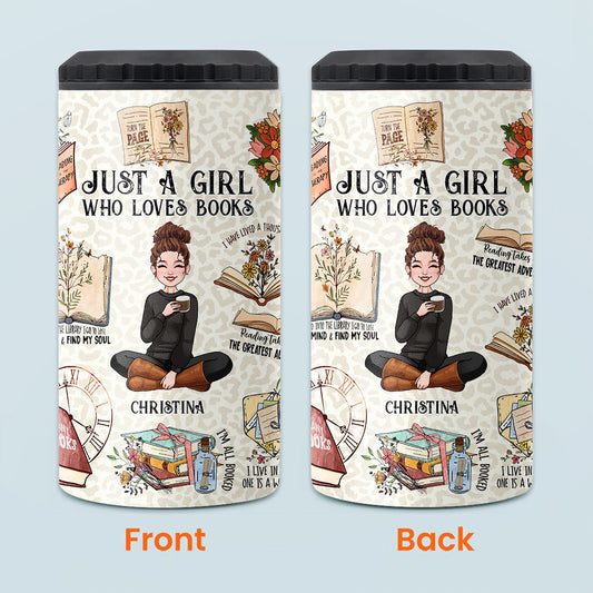 Just A Girl Who Loves Books - Personalized Book Can Cooler