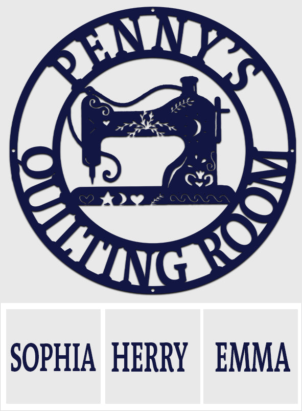 Salle de patchwork - Panneau métallique personnalisé découpé au patchwork