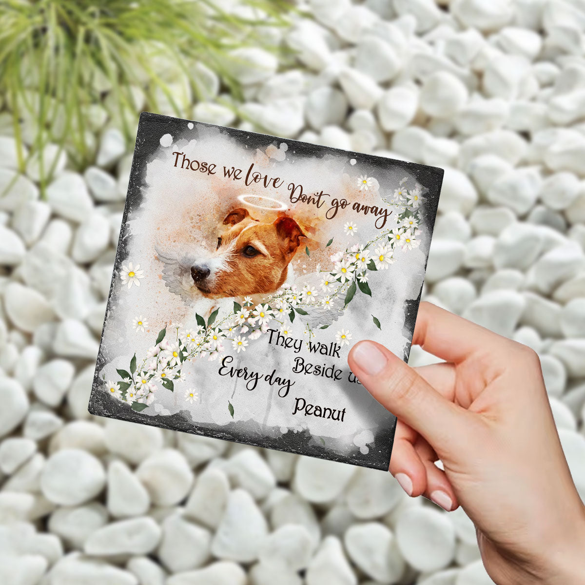 Those We Love Don't Go Away - Personalized Dog Square Shaped Stone