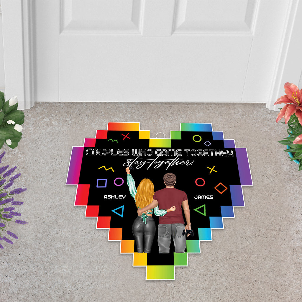 Couples Who Game Together Stay Together - Personalized Video Game Shaped Doormat