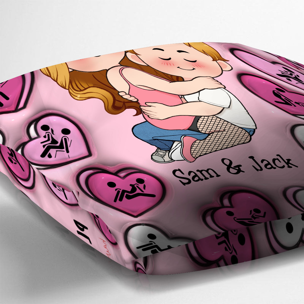 My Favorite Place Is Inside Your Hug Heart Candy - Personalized Couple Throw Pillow