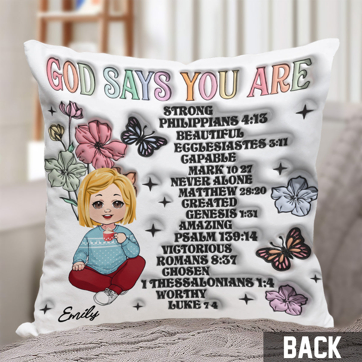 God Says You Are - Personalized Kid Throw Pillow