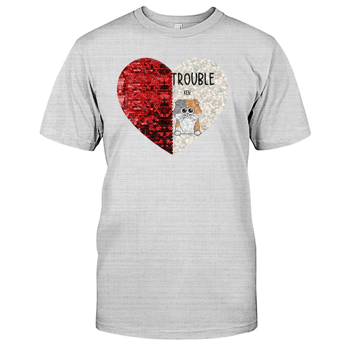 Double Trouble - Gift for dog lovers - Personalized Sequin T-shirt