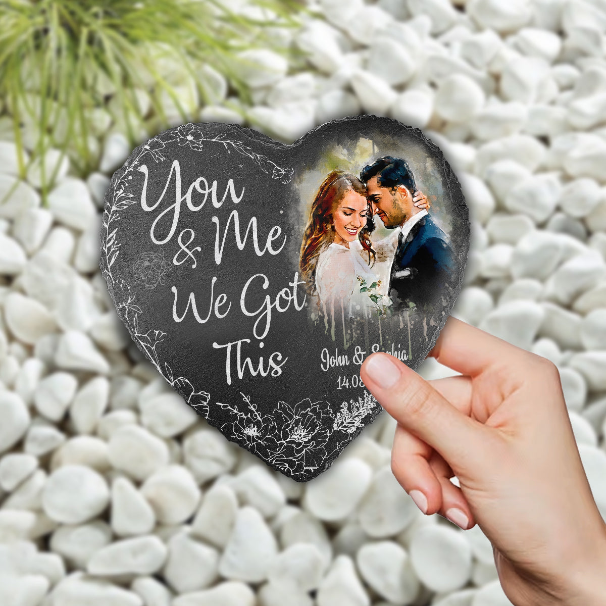 You And Me We Got This - Personalized Couple Heart Shaped Stone
