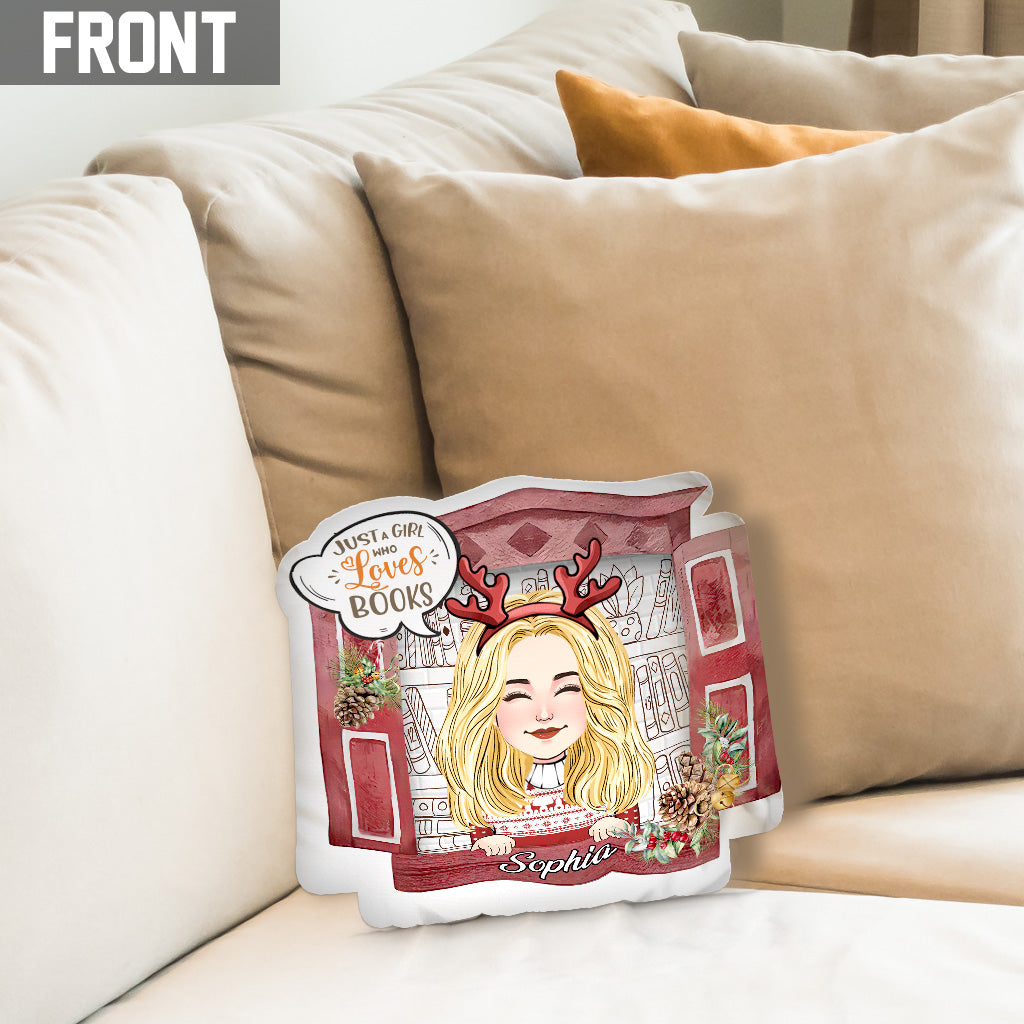Just A Girl Who Loves Books - Personalized Book One-sided Shaped Pillow