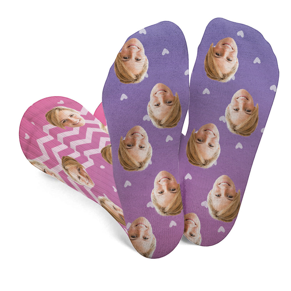 Custom Face Purple Pattern - Personalized Mother Socks