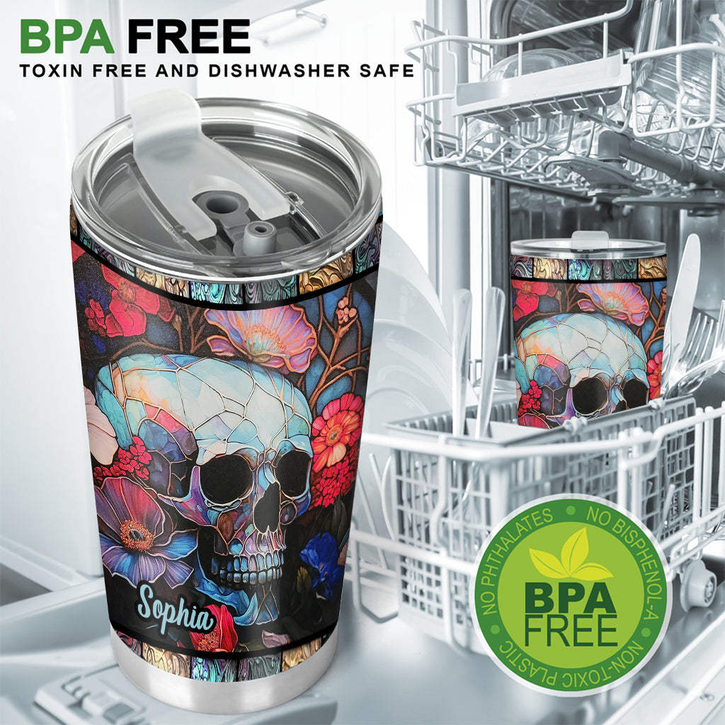 Floral Skull - Personalized Skull Tumbler