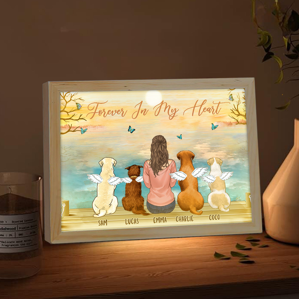 Forever In My Heart - Personalized Dog Light Photo Frame