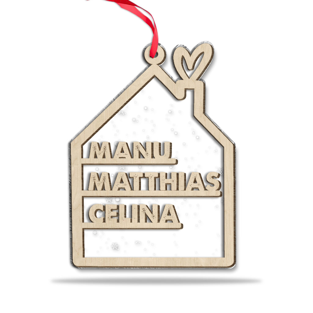 Family Name - Personalized Family 2 Layered Piece Mix Ornament