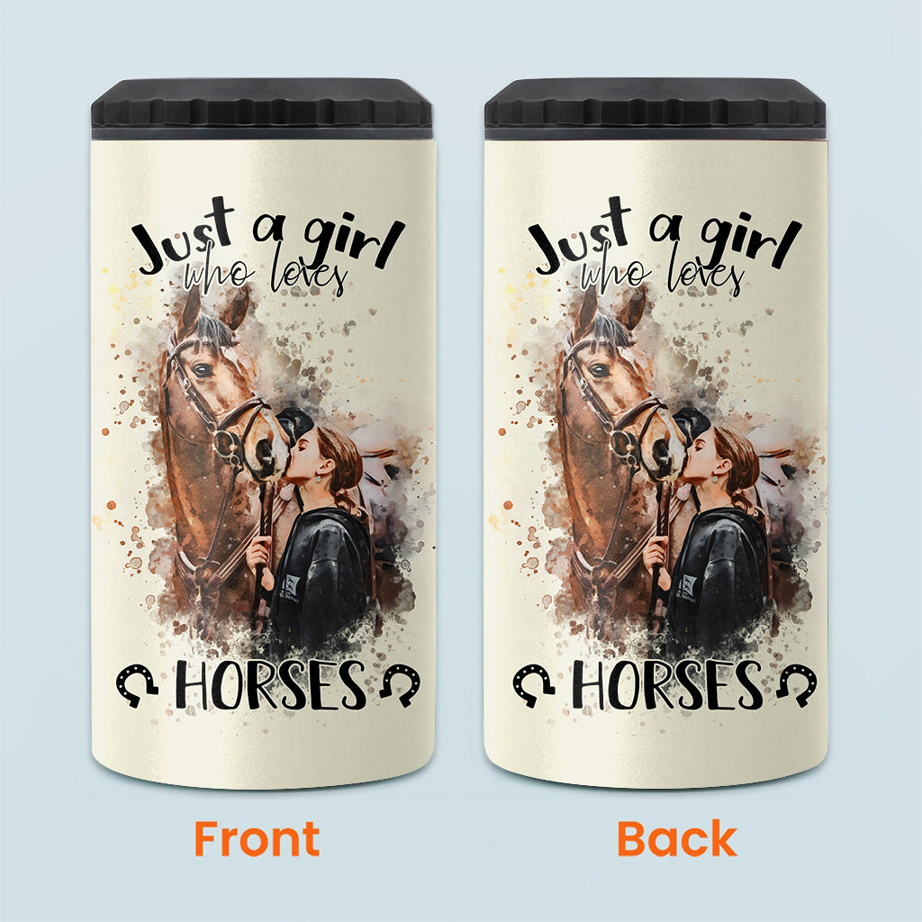 Just A Girl Who Loves Horses - Personalized Horse Can Cooler
