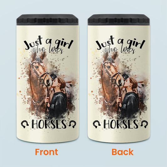 Just A Girl Who Loves Horses - Personalized Horse Can Cooler