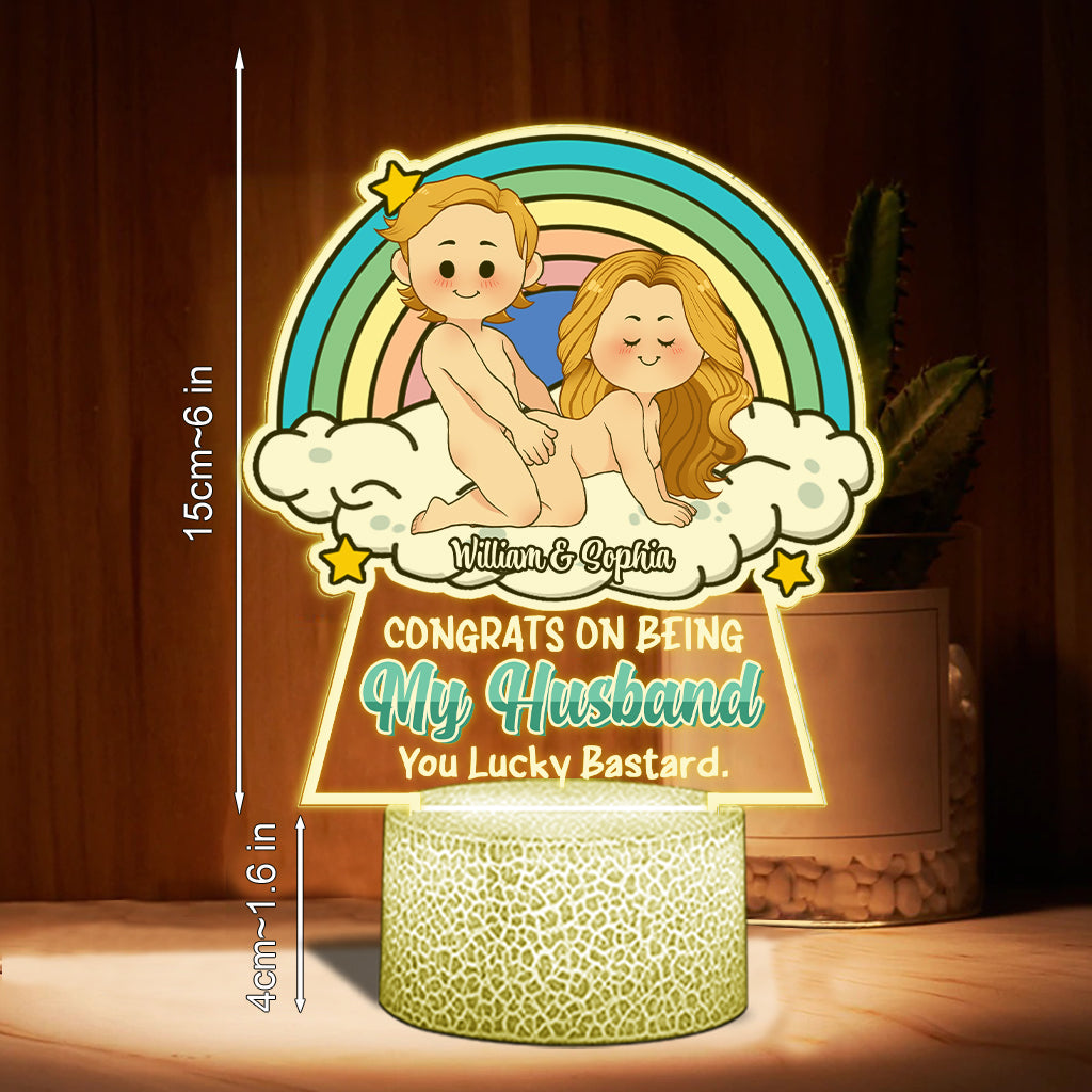 Congrats On Being My Husband - gift for husband, wife - Personalized Shaped Plaque Light Base