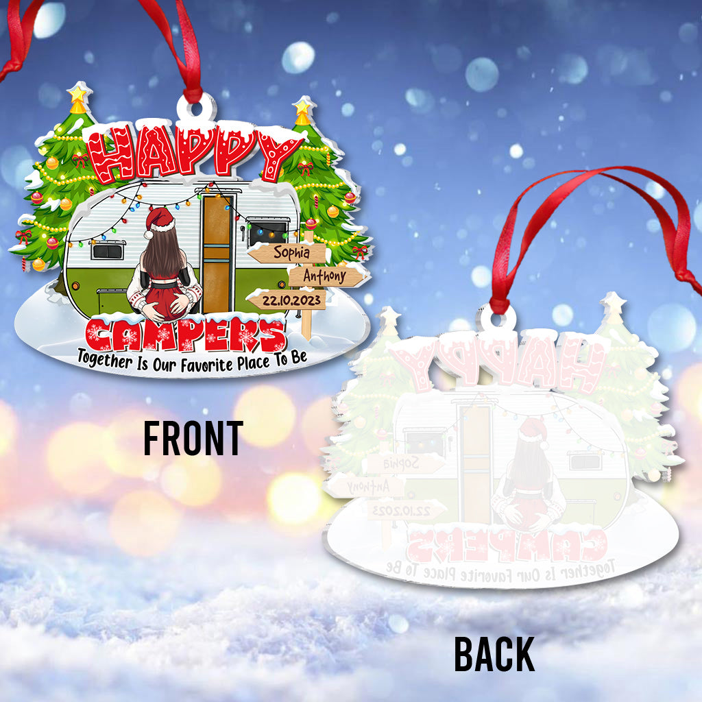Happy Campers - Camping gift for husband, boyfriend, girlfriend, wife - Personalized Ornament