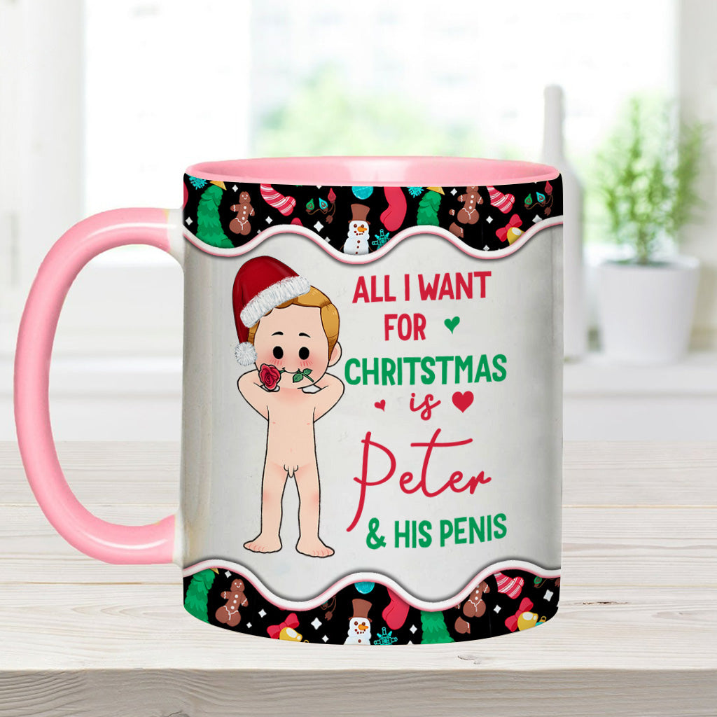 All I Want For Christmas - Personalized Couple Accent Mug