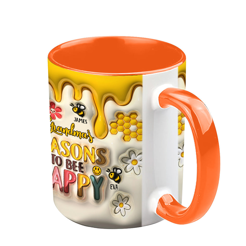 Grandma’s Reasons To Bee Happy - Gift for grandma - Personalized Accent Mug