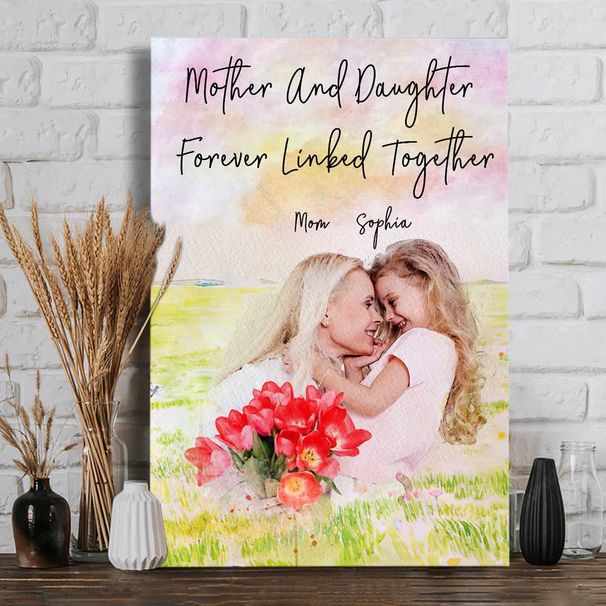 Mother And Daughter - Personalized Mother Canvas And Poster