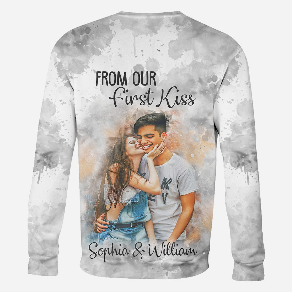 Watercolor Couple - Personalized Couple All Over Shirt