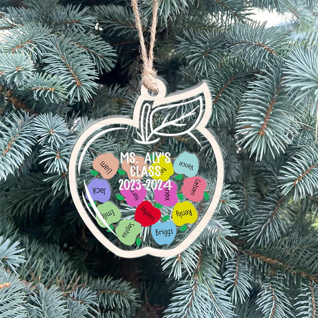 Merci de m'avoir aidé à grandir - Ornement à secouer personnalisé à 3 couches pour enseignant