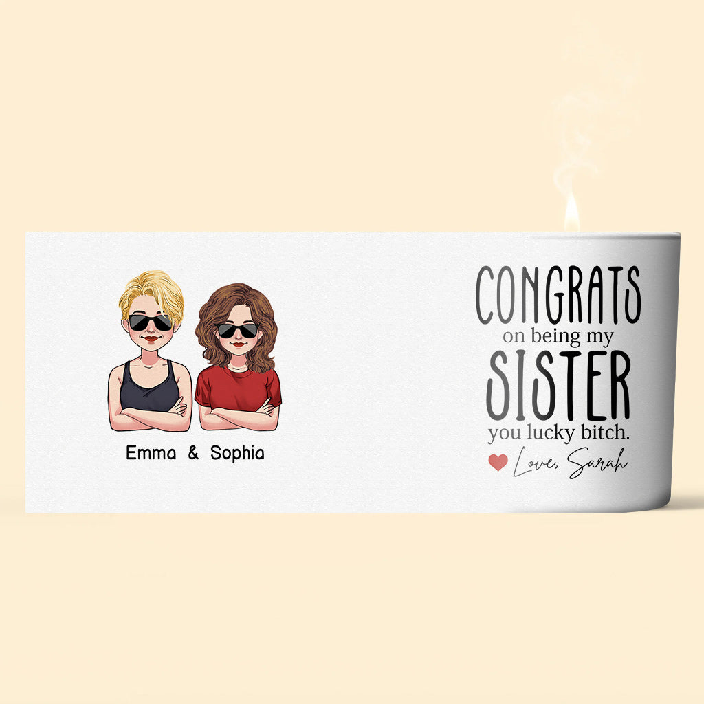 Congrats On - Personalized Sibling Candle With Wooden Lid