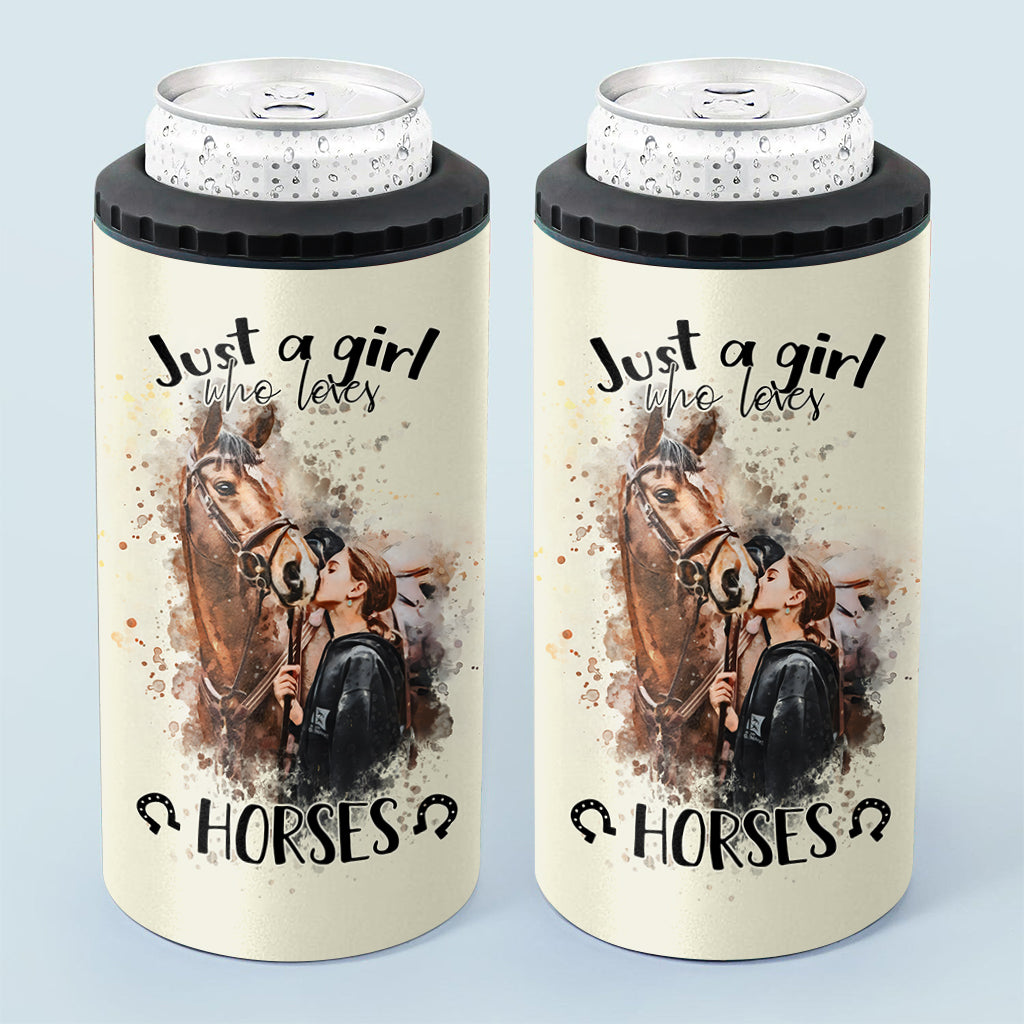 Just A Girl Who Loves Horses - Personalized Horse Can Cooler