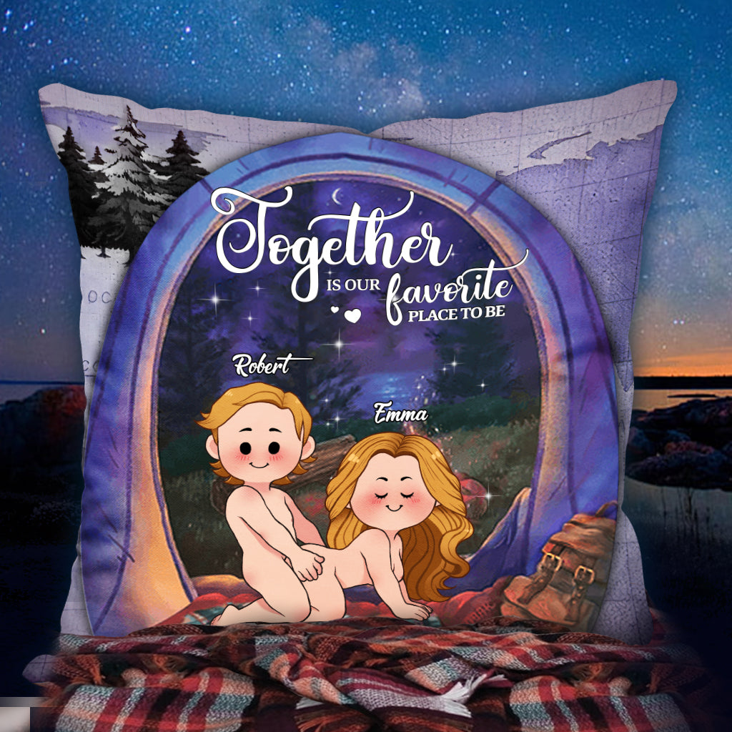 Together Is Our Favorite Place To Be - Personalized Camping Throw Pillow