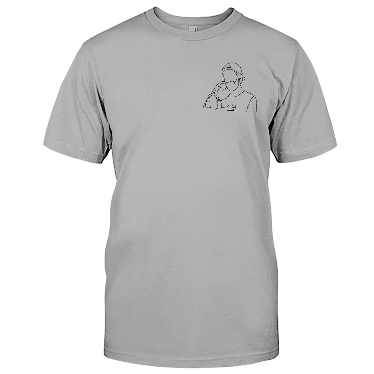 Individuelle Strichzeichnung – Personalisiertes, besticktes T-Shirt für Stiefväter