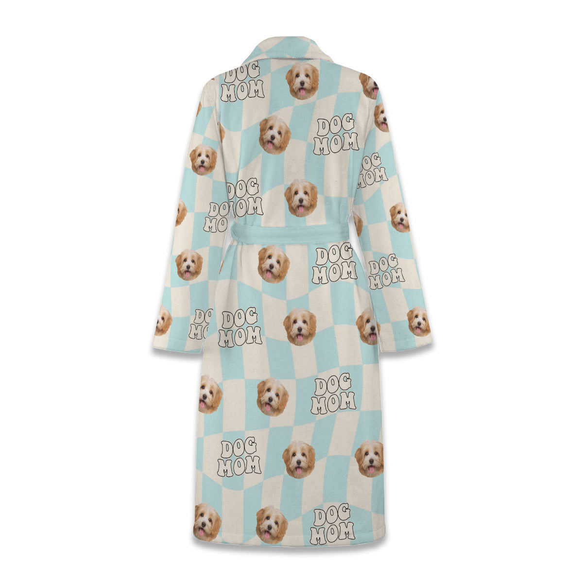 Peignoir kimono pyjama personnalisé à carreaux ondulés - Cadeau amusant pour les amoureux des chiens et des chats
