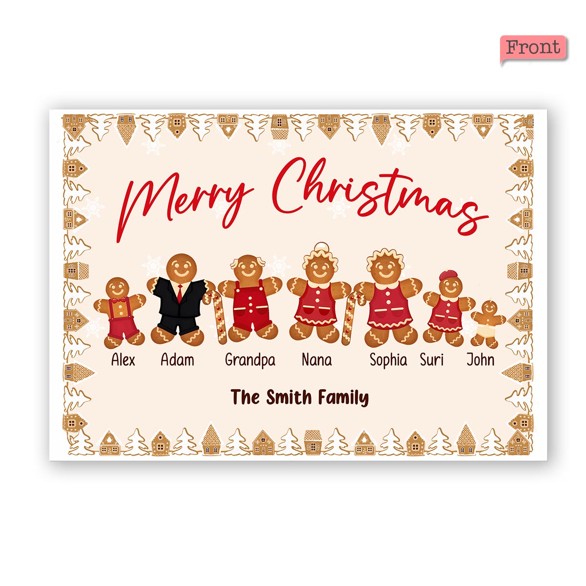 Christmas Gingerbread Family - Personalized QR Greeting Card