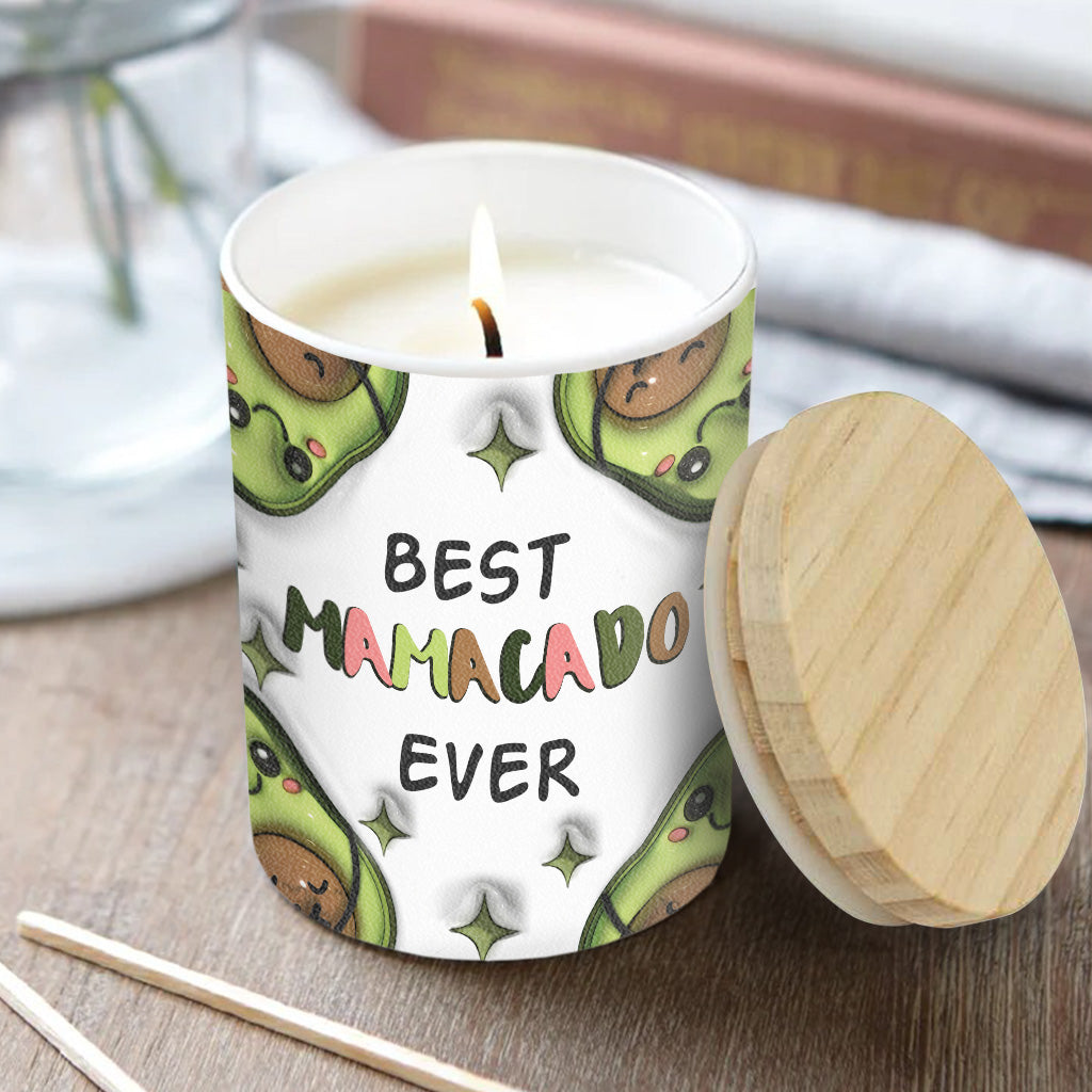 Best Mamacado Ever - Pregnancy gift for wife, daughter, girlfriend, friend - Personalized Candle With Wooden Lid