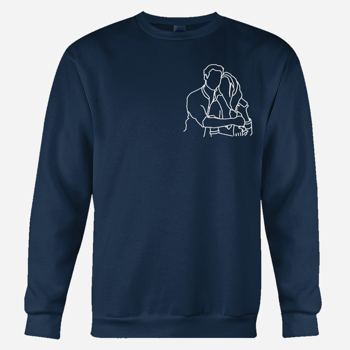 Custom Line Art - Personalized Couple Embroidered Sweater